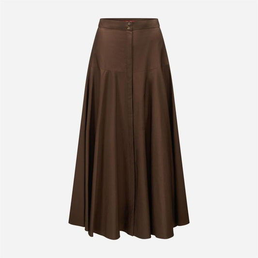 S Max Mara Oxiria Bomullssirkelskjørt Brunt