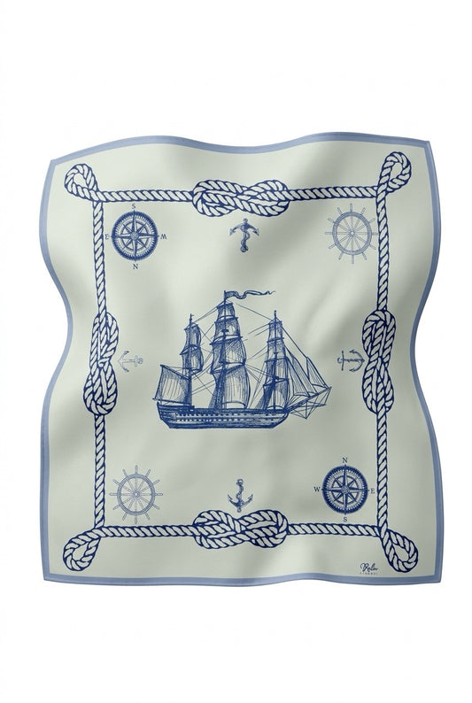 Ralu Nautisk elegant silkeskjerf 70x70 cm