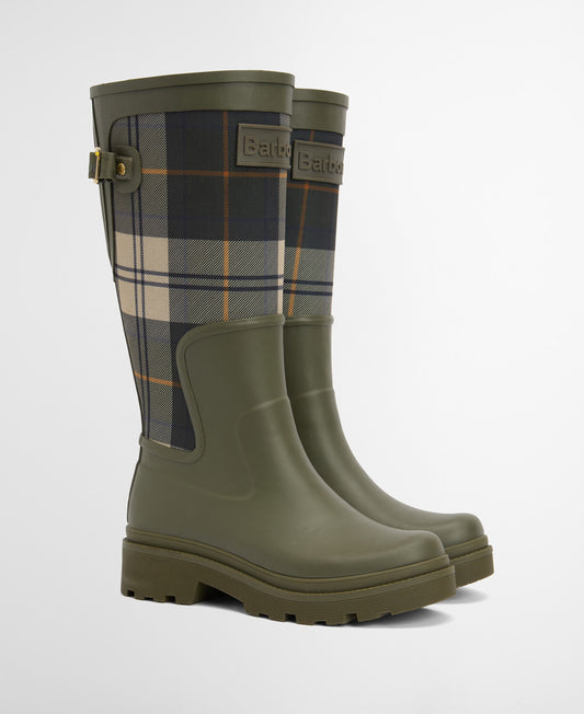 Barbour Dena Wellington-støvler Olivengrønn/Gammel tartan