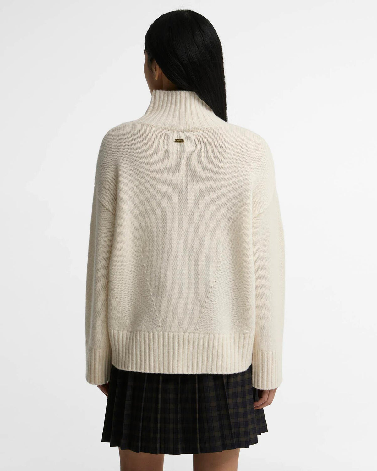 Barbour Woodhouse genser i kashmirblanding med trakthals Off-White