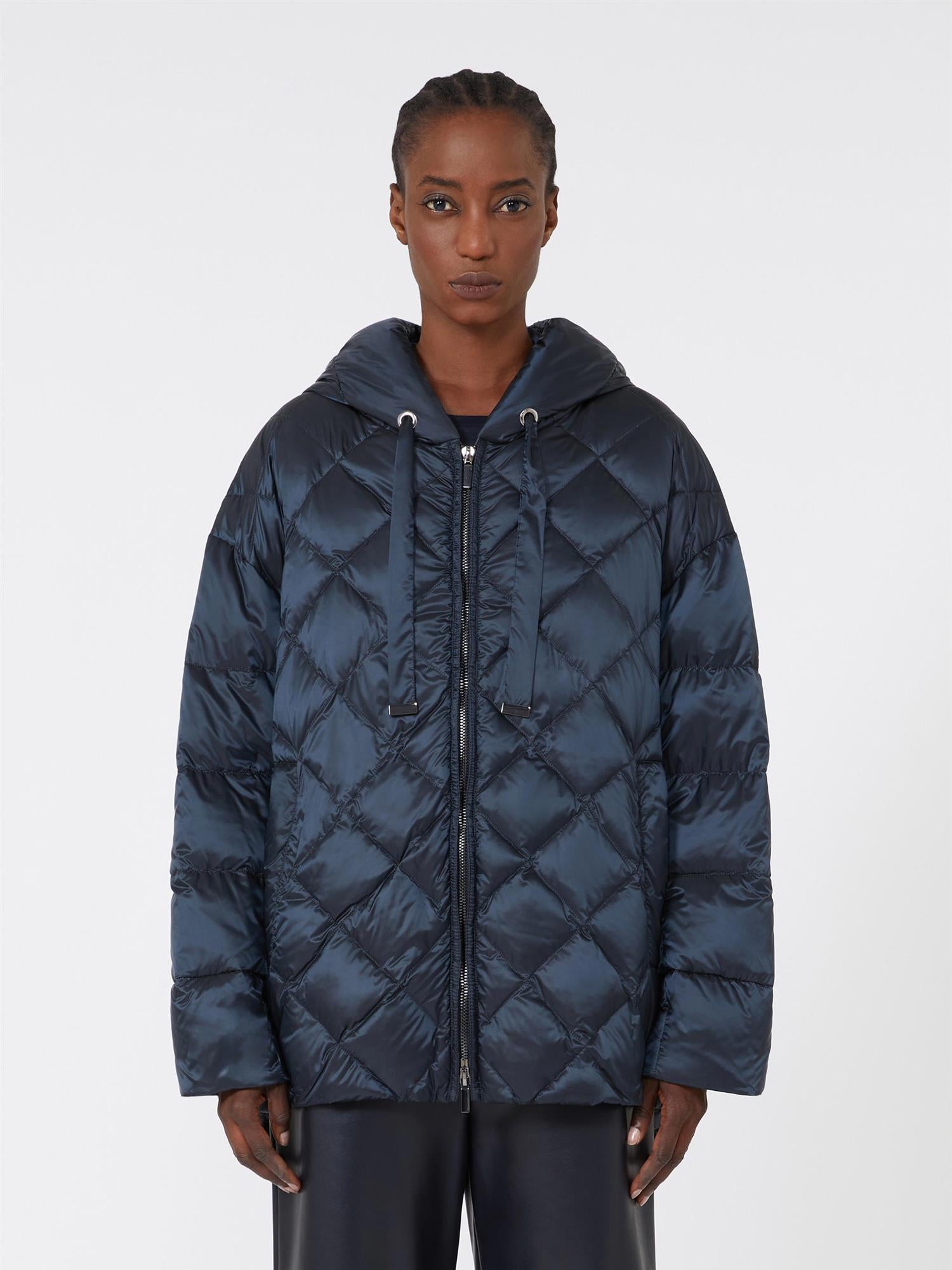 Max Mara Softe Vattert jakke i vannavvisende, iriserende stoff Mørkeblå - ZhosLaila