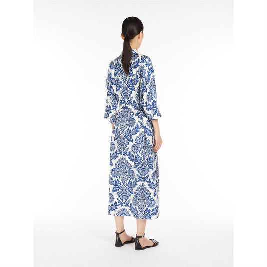S Max Mara Camelia Skjortekjole i silke med trykk