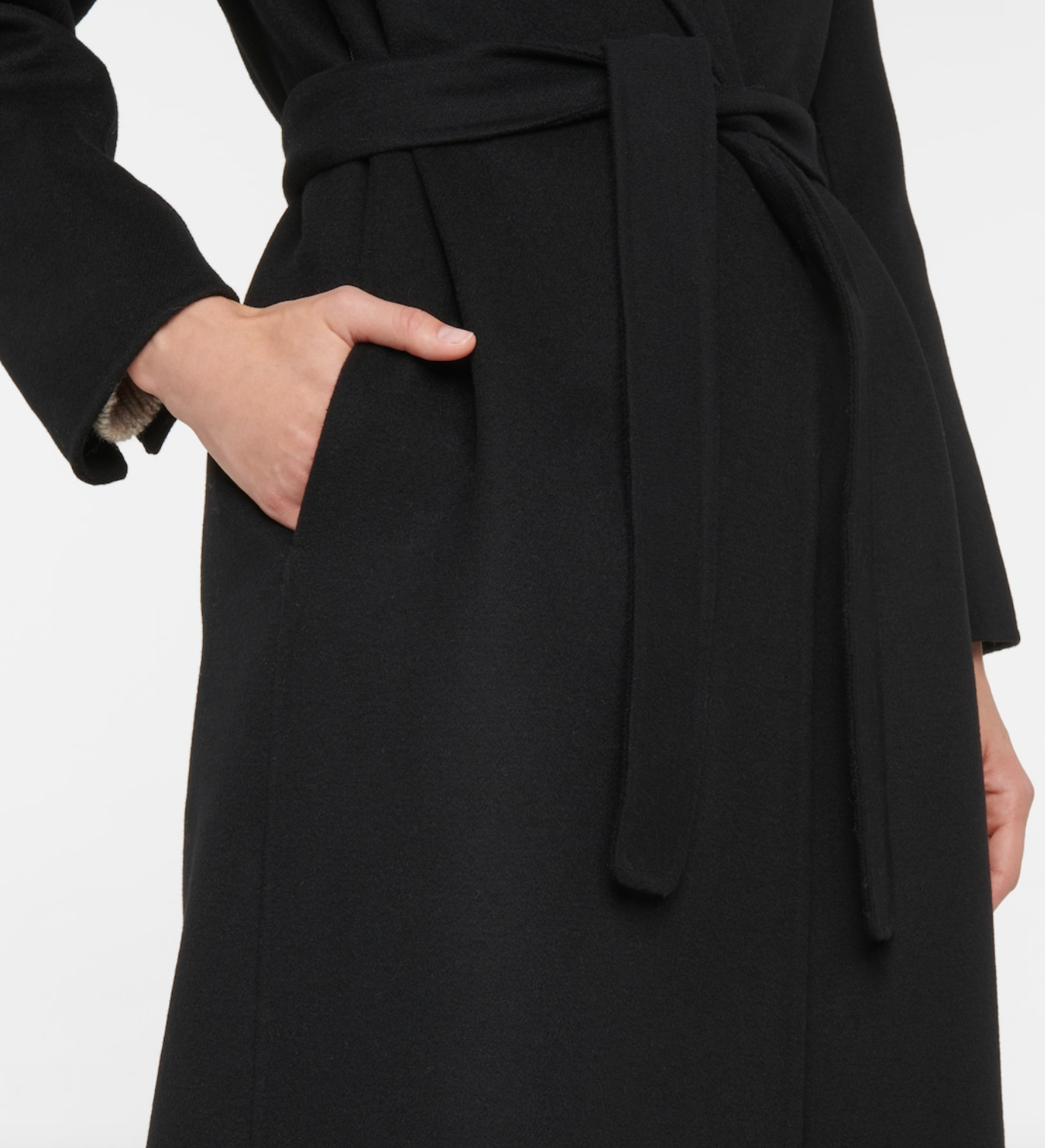 Max Mara Paola Kåpe i ull og kasjmir med belte Sort