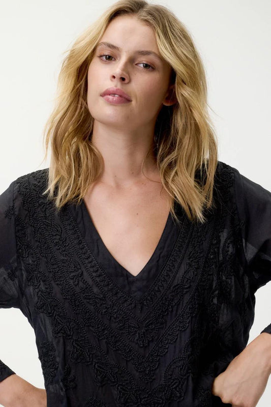 One Season Langt Goa-broderi-bomull Sort/Sort