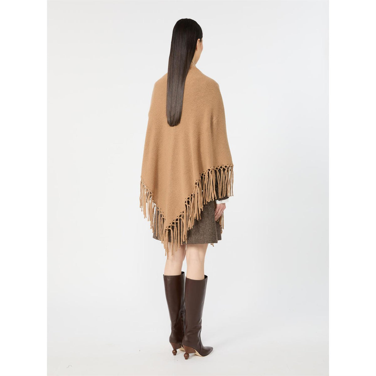 Max Mara Tornado frynset ullsjal Kamel