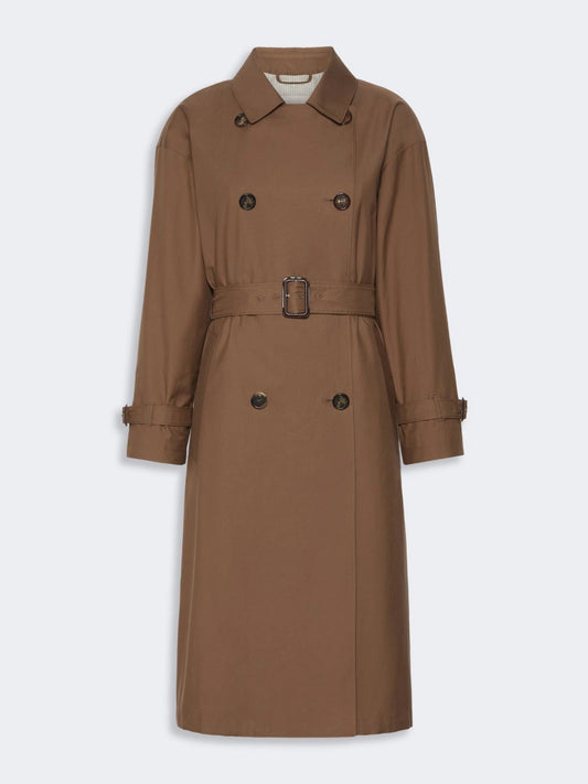 Max Mara Mtcantonia vannavvisende midi-trenchcoat i bomullstwill  Brun