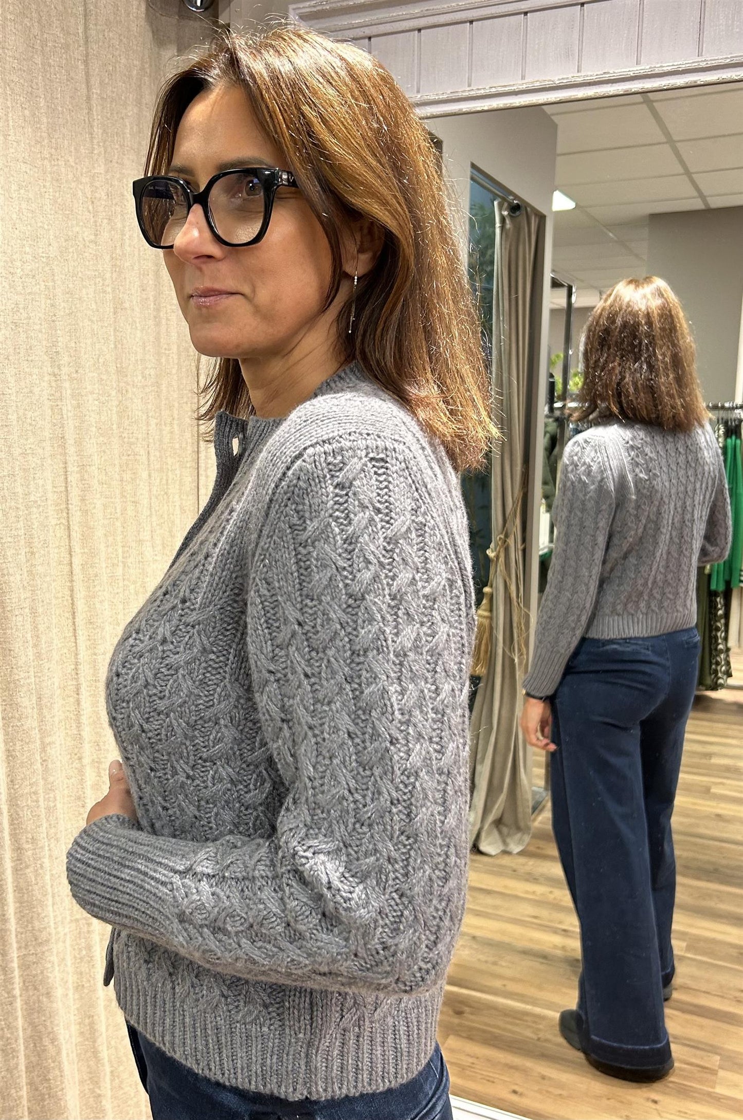 Gran Sasso Cashmere Kabelcardigan Lysgrå