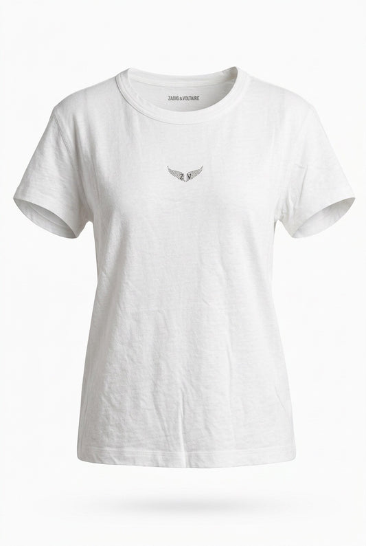 Zadig & Voltaire Marta T-skjorte med vinge strass Hvit