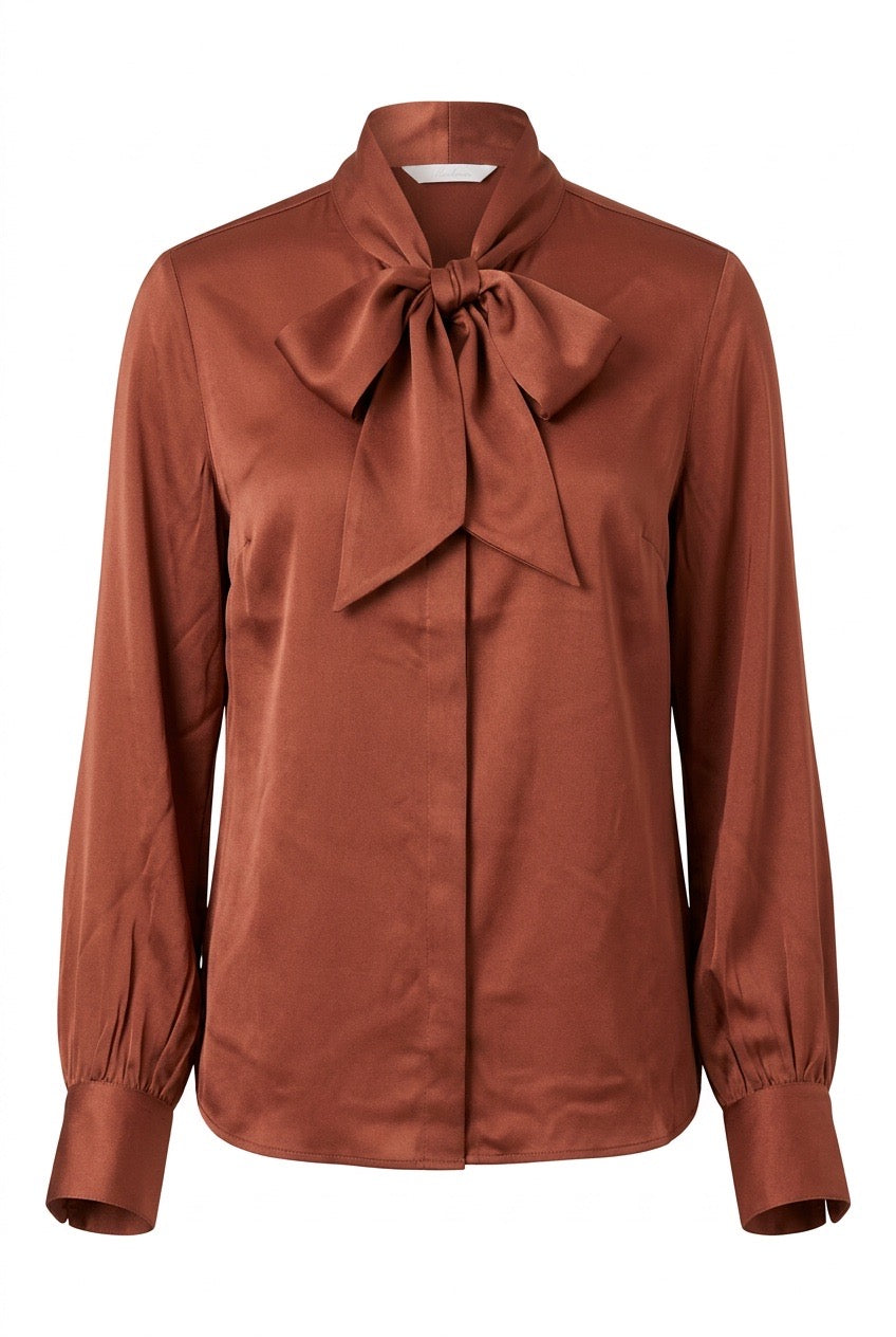 Selma Blouse silkebluse med knyting Dark Red