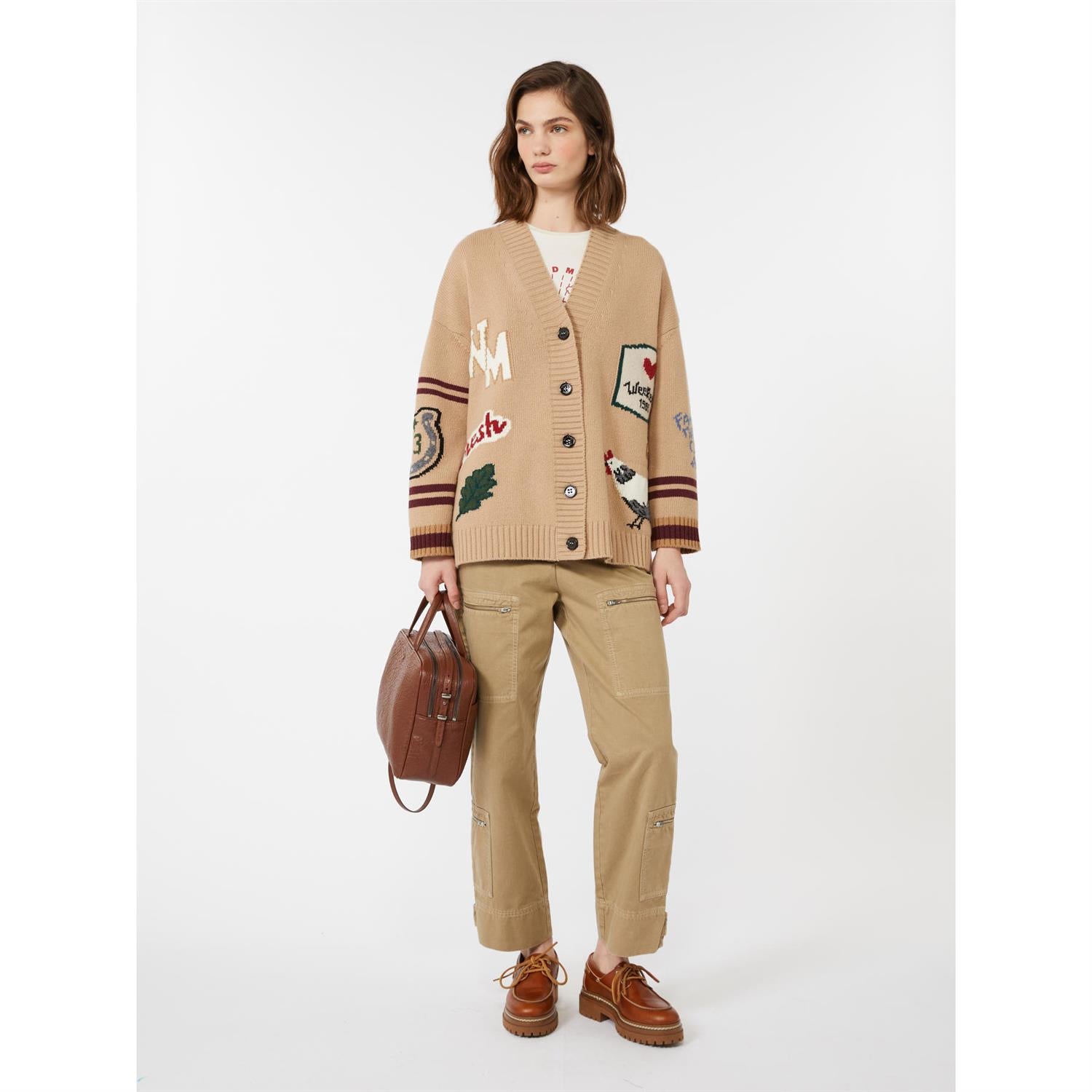 Belgio Oversized cardigan i ullstrikket materiale - ZhosLaila
