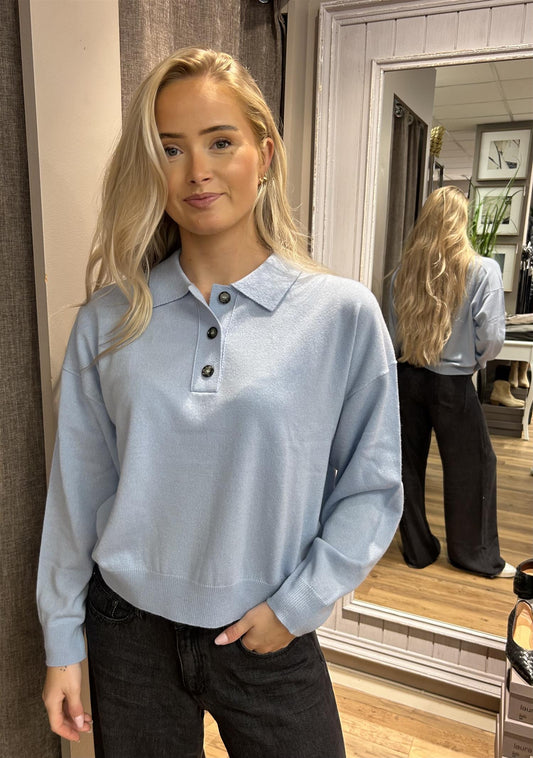 Allude klassisk genser med krage lyseblå - ZhosLaila
