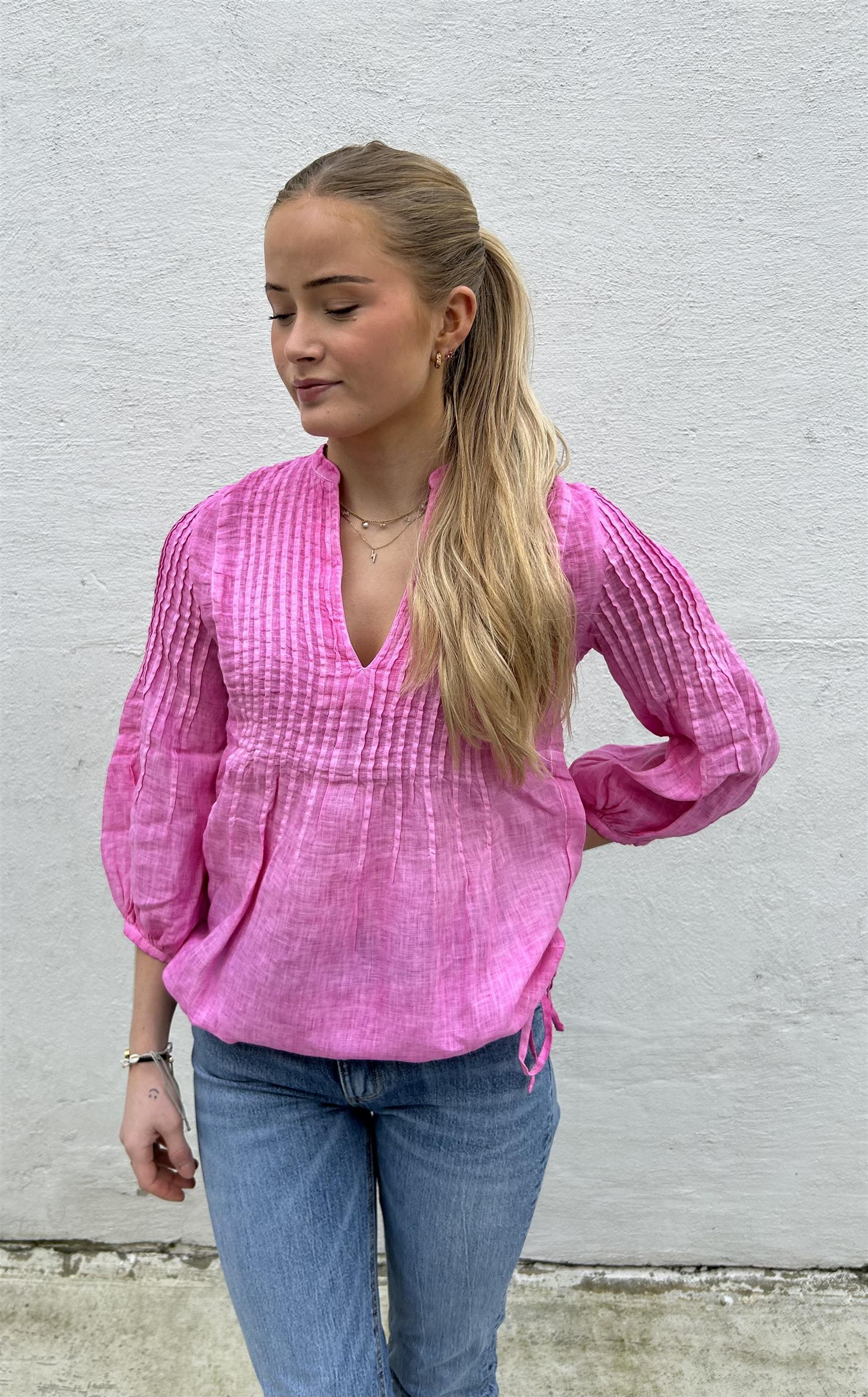 120% Lino Lin bluse Rosa - ZhosLaila