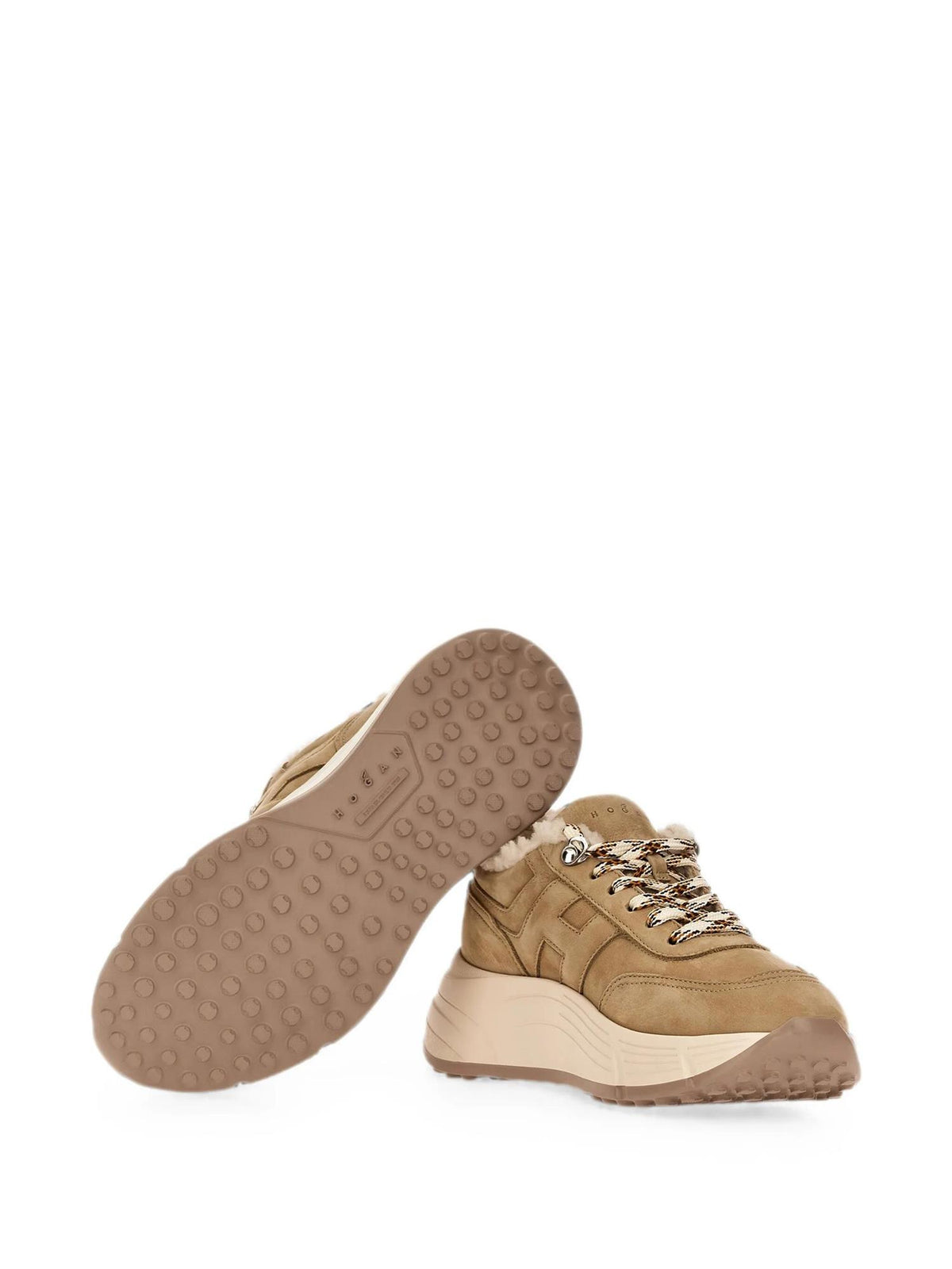 Hogan Hi-Fi-sneakers med saueskinnskant Lyse Beige