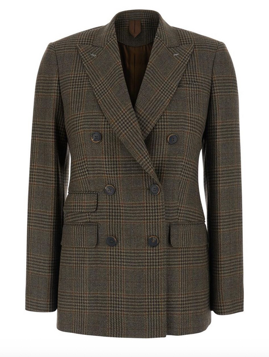 Max Mara Deserto Dobbeltspent mouliné-blazer i ulltwill