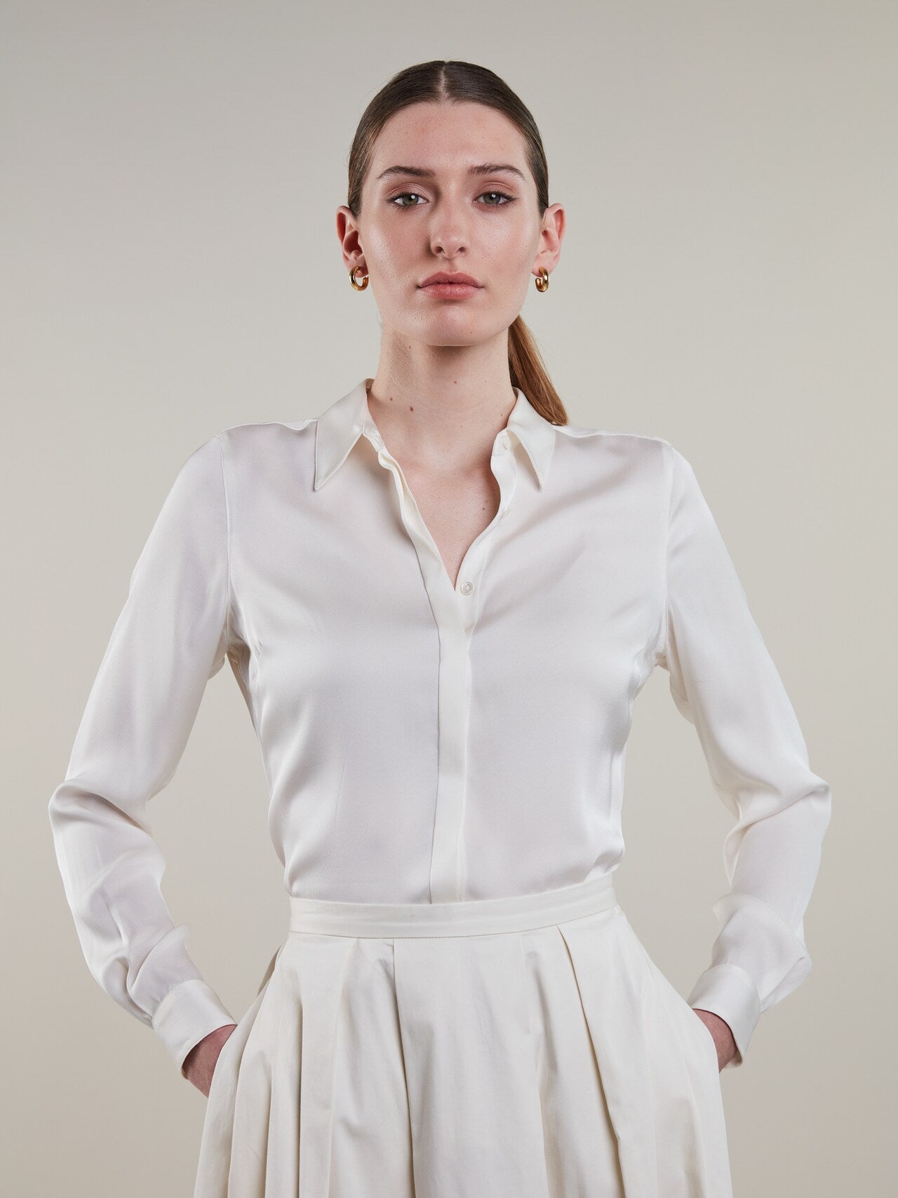 Stenstrøms Susan silkeskjorte Offwhite