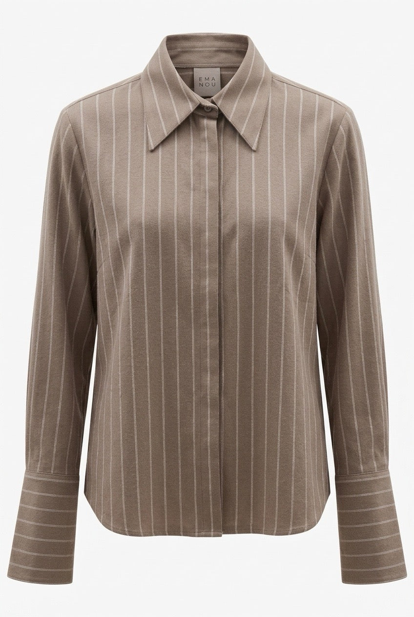 Ema Nou Bisou bluse Brun/taupe med tynne lyse striper