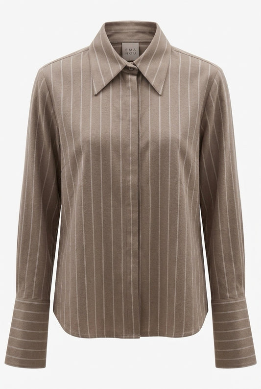 Ema Nou Bisou bluse Brun/taupe med tynne lyse striper