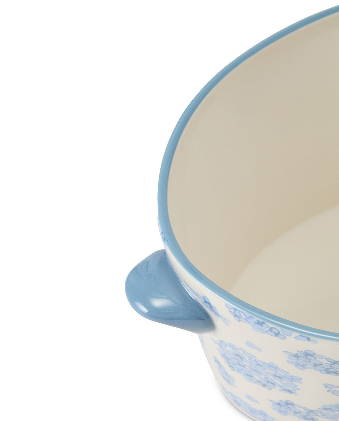 Blomsterpotte med hank i steintøy Blå/hvit Ø:30cm