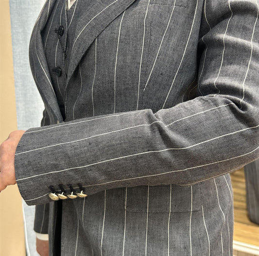 Parigi lin blå m stripe