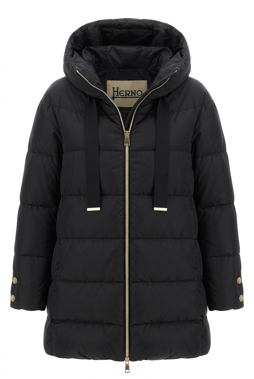 Herno Woven Half Coat Sort