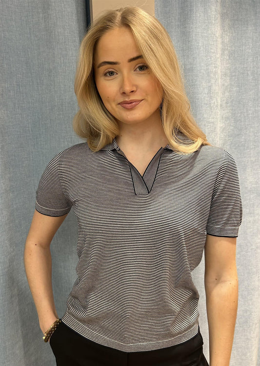 Pique t-shirt striper Navy