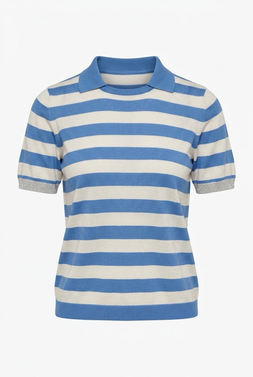T-shirt striper Lyseblå