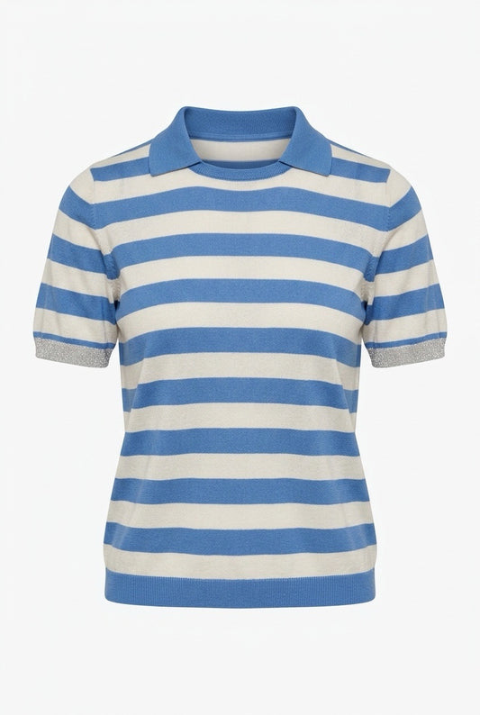 T-shirt striper Lyseblå