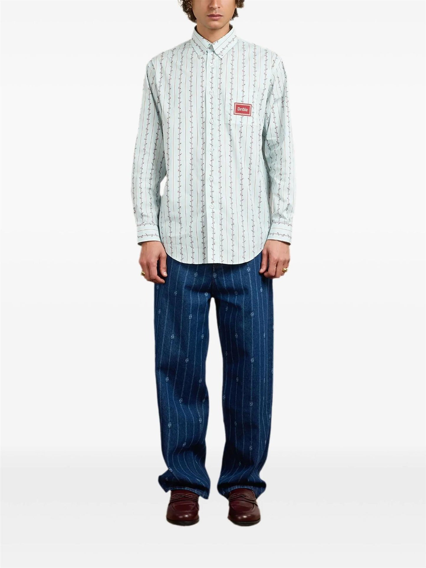 Drôle de Monsieur La Chemise Fleurs Tressées Lyseblå