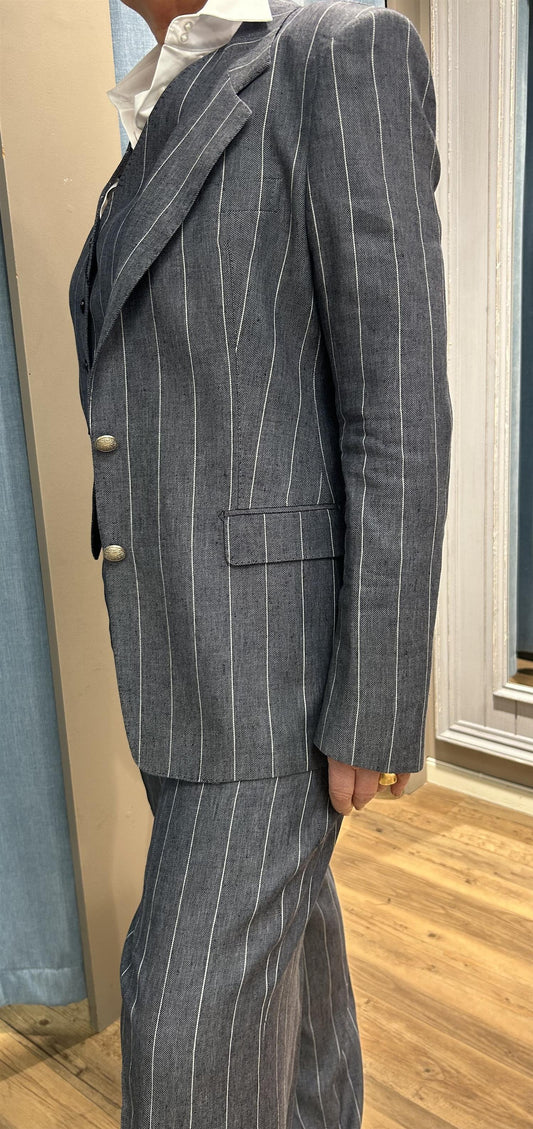 Parigi lin blå m stripe