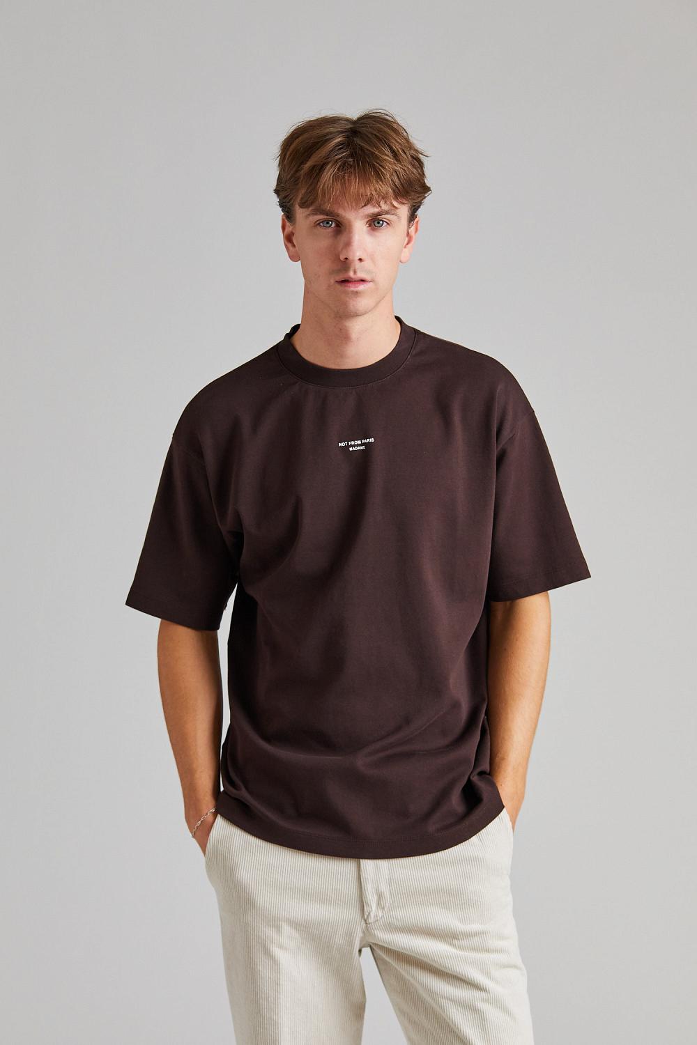 Drôle de Monsieur T-shirt "Not from Paris Madame" Brun - ZhosLaila