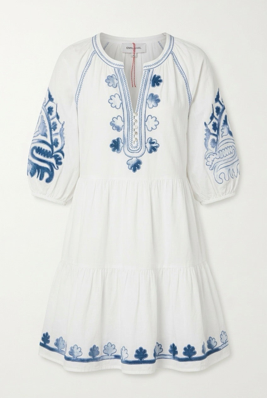 Rose & Rose Sypresskjole Hvit med Denim