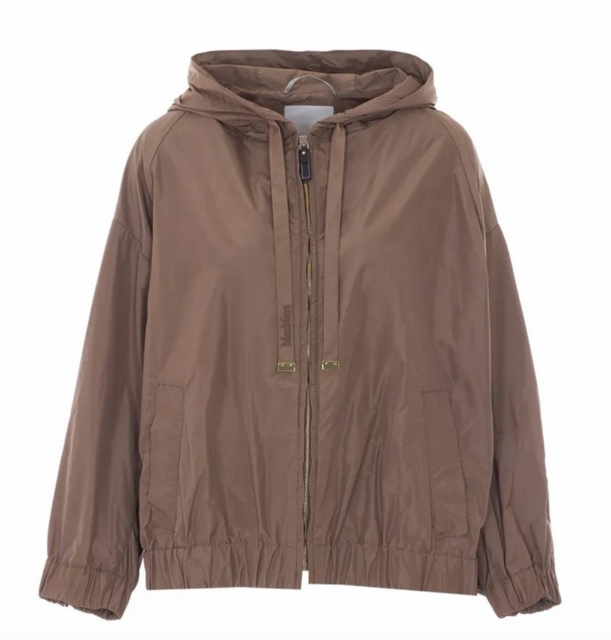 Max Mara Vannavvisende taftjakke med hette Brun