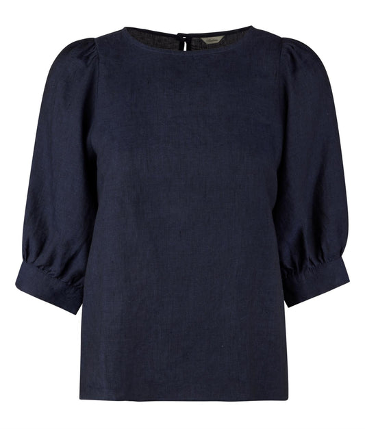 Stenstrøms Carmen linbluse Marineblå