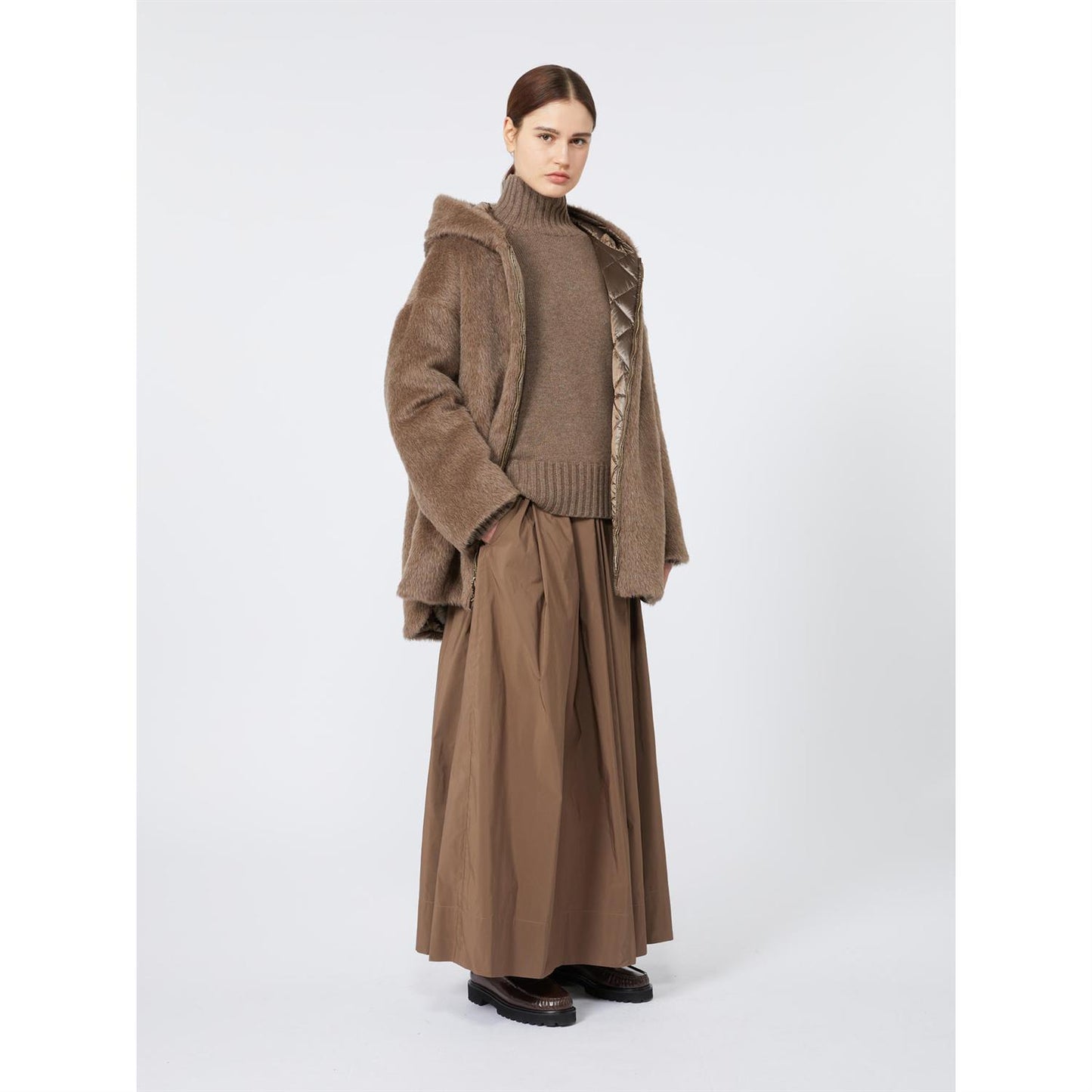 Max Mara Aloe bomullsskjørt i mikrofiber Brun - ZhosLaila