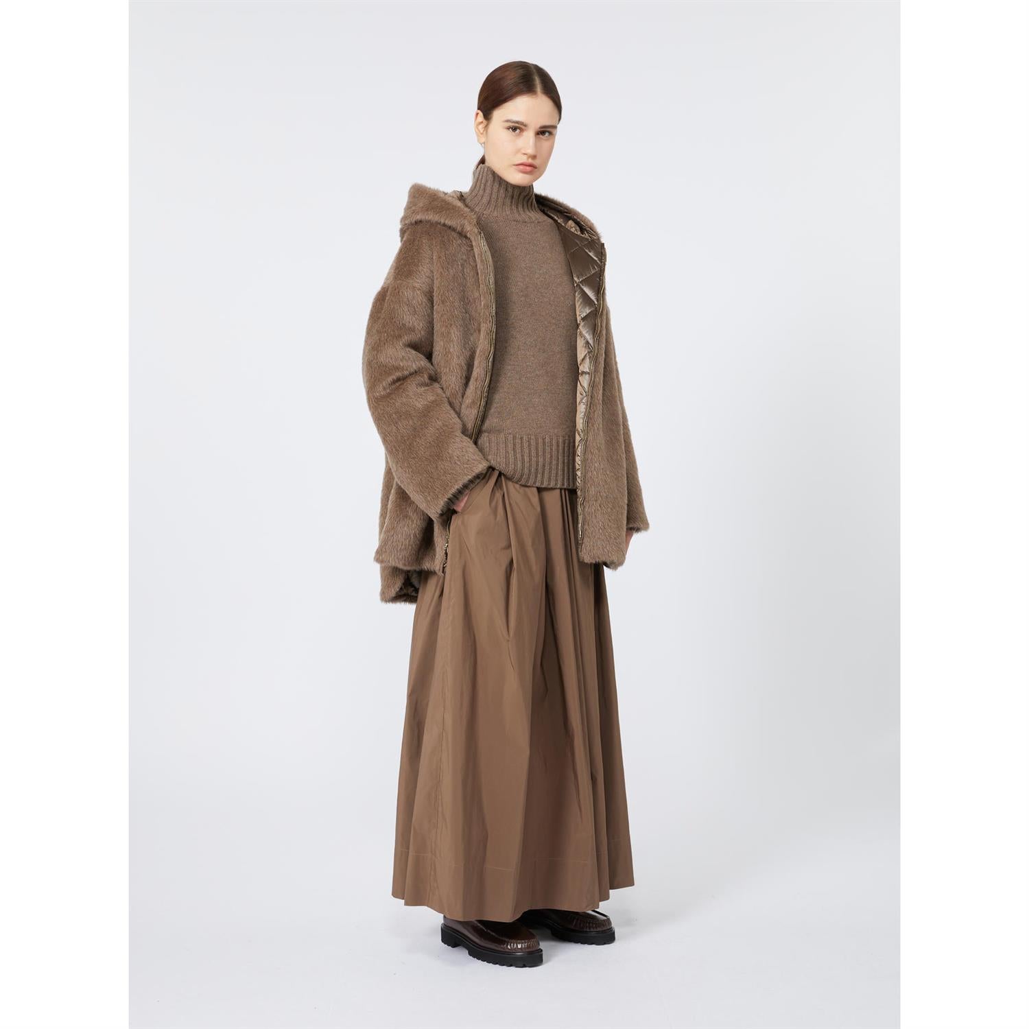 Max Mara Aloe bomullsskjørt i mikrofiber Brun - ZhosLaila