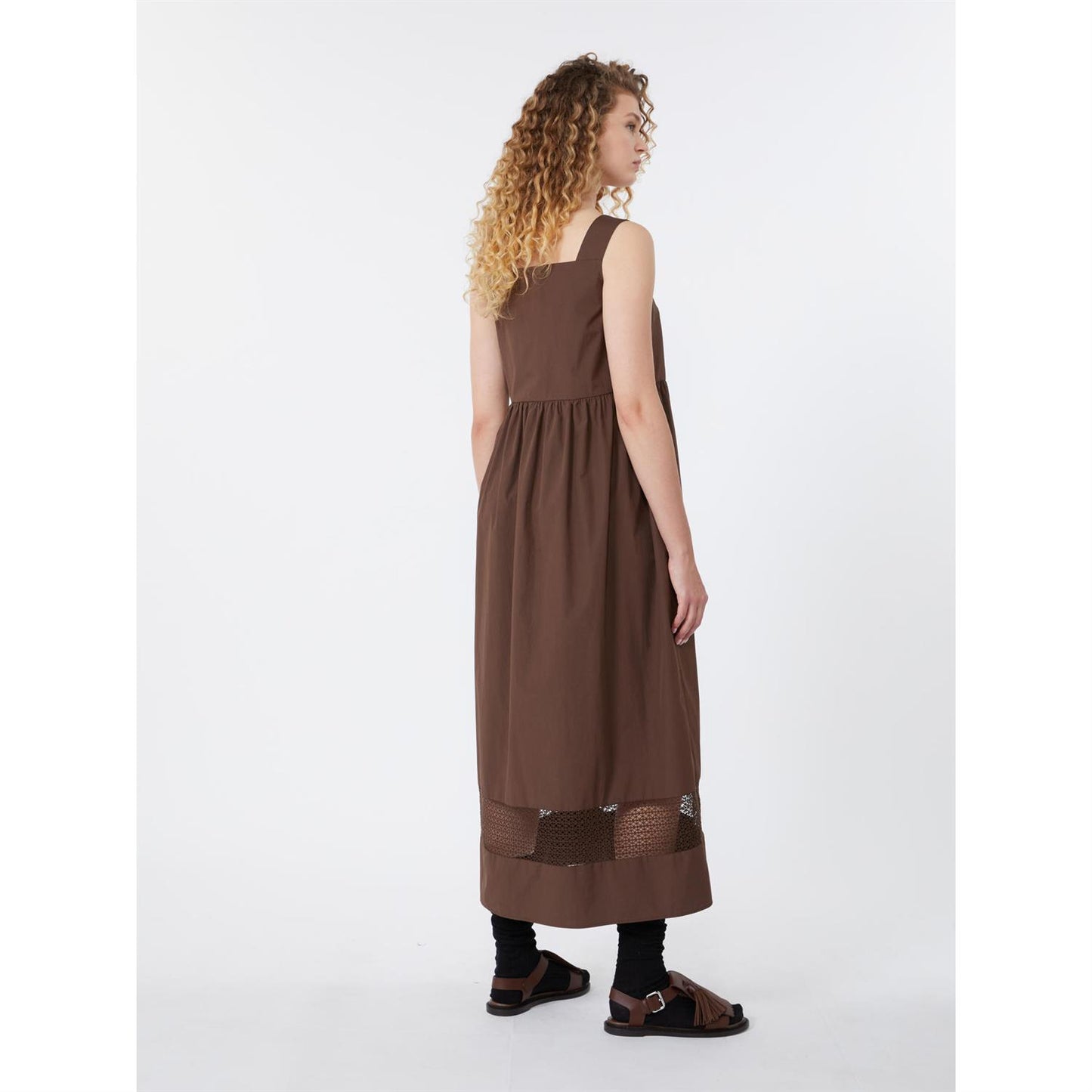 Max Mara Wkdgola Ermeløs kjole i Bomullspoplin Sjokolade