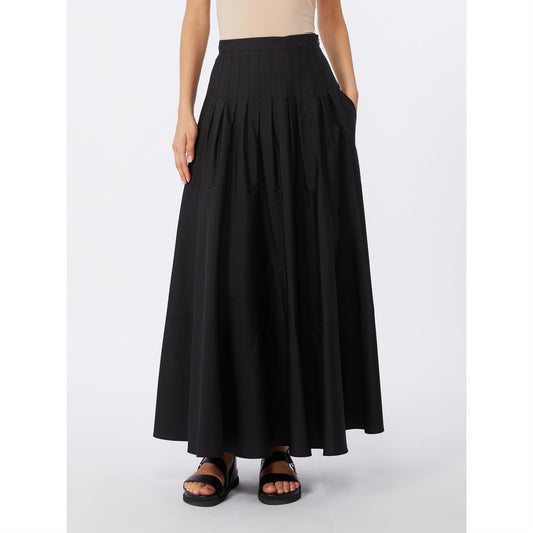 Max Mara Mstopera Langt skjørt i bomullspoplin Sort