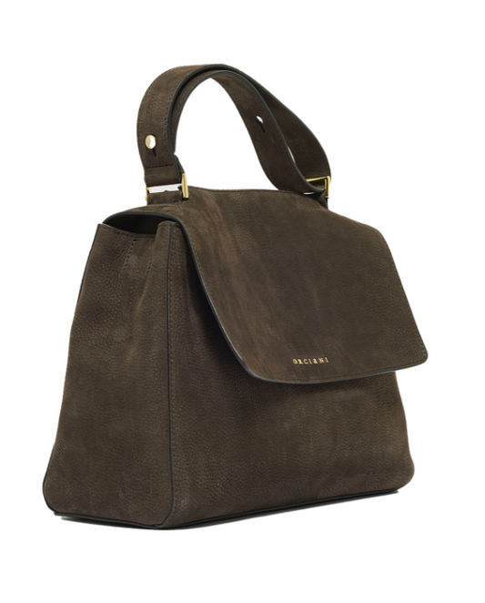 Orciani Sveva Nabucco Medium Bag i mørkebrunt skinn