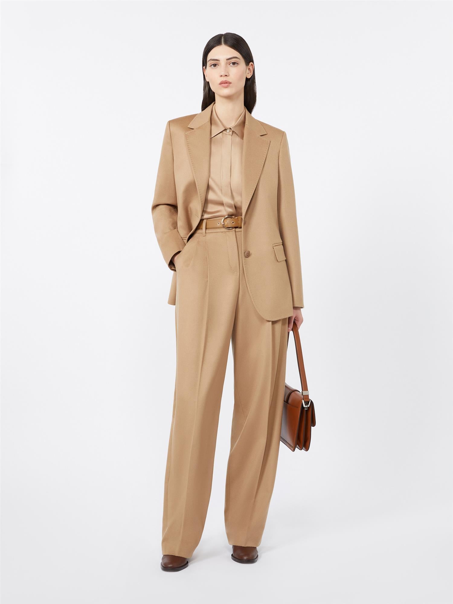 Max Mara Paride Flagrende bukser i ren ull Camel - ZhosLaila