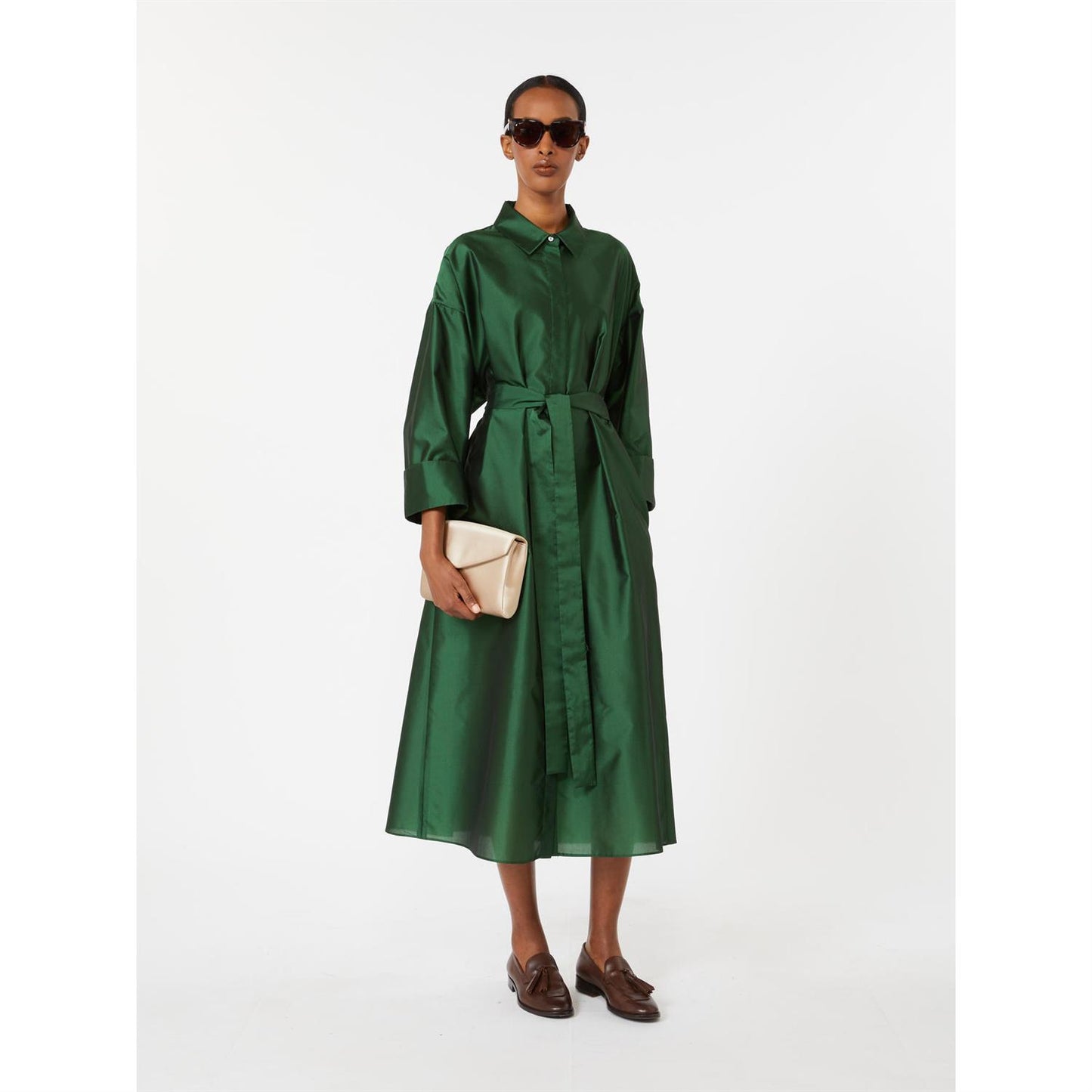 Max Mara Organza skjortekjole Grønn