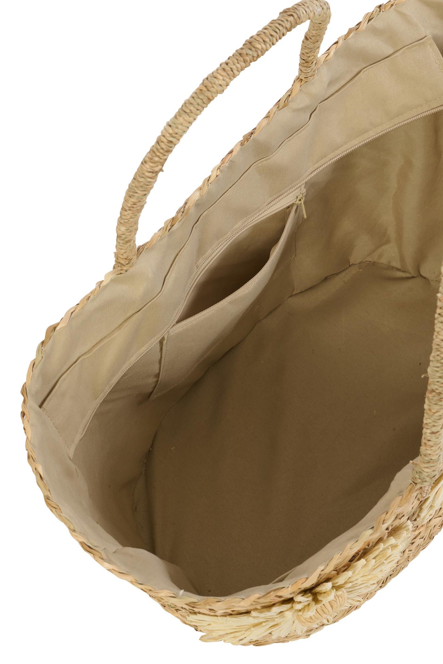 J-Line veske Sunflower Seagrass Natural lyse blomster