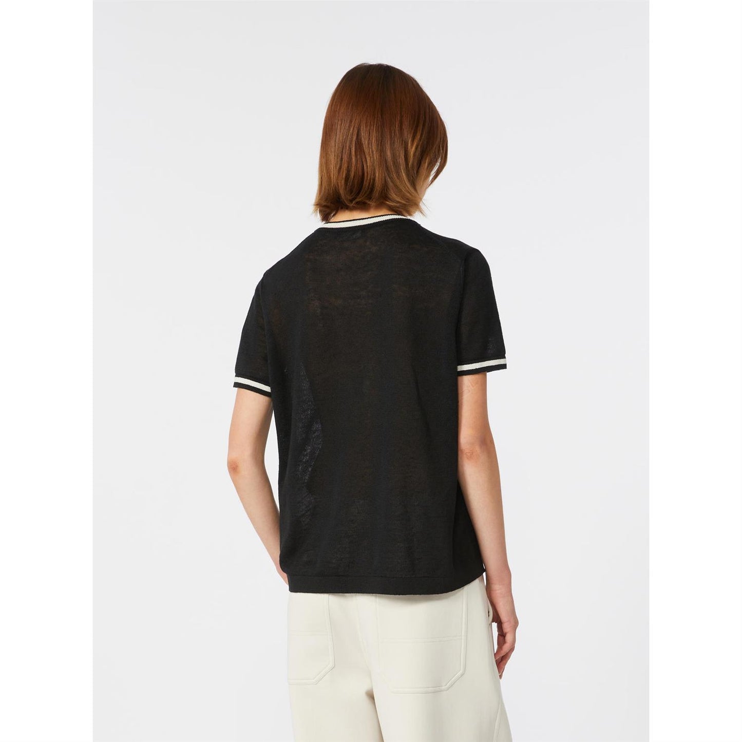 Max Mara kortermet genser i rent lingarn Sort