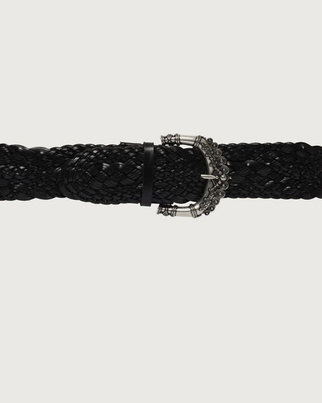 Orciani Micro Lines maskulin lærbelte 3,5 cm Sort