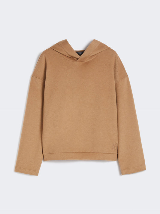 Oscuri hettegenser med drapering i jersey Camel - ZhosLaila