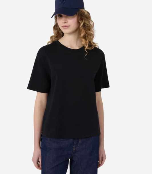 Max Mara Bomullsjersey T-shirt i firkantet design Sort