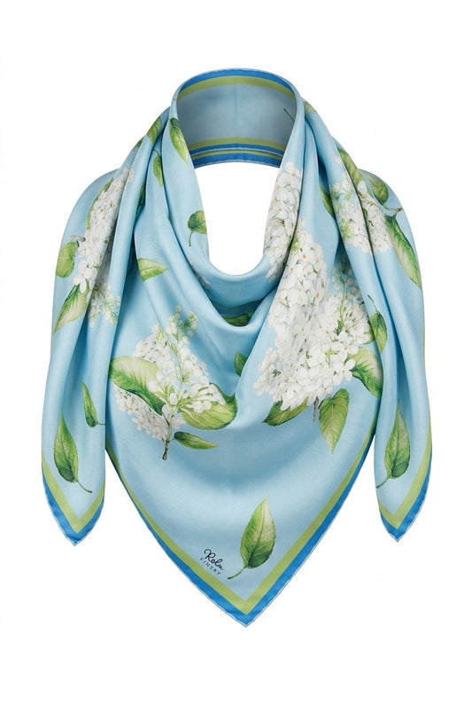 Ralu White Lilac Silkeskjerf 70x70cm