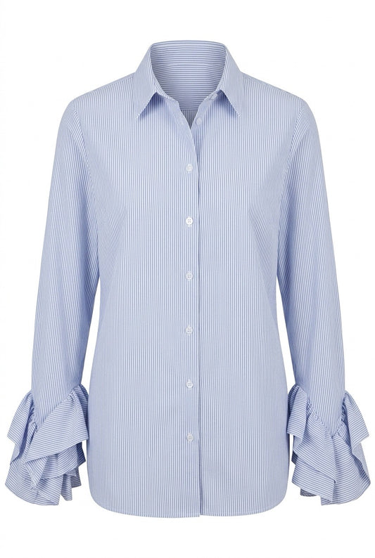 Simplicity Pearl bluse Blå/hvit