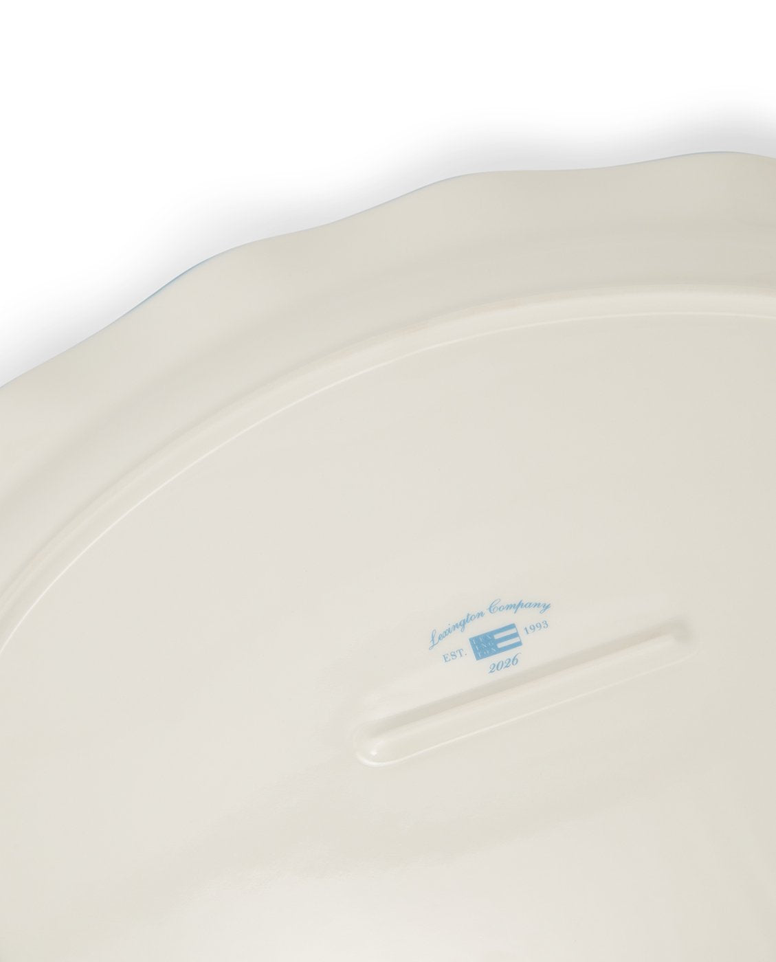 Lexington Home Bølget ovalt fat i steingods Hvit/blå