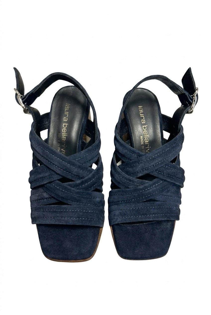 Sandal med hel Navy