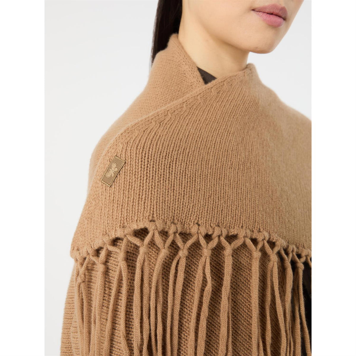 Max Mara Tornado frynset ullsjal Kamel